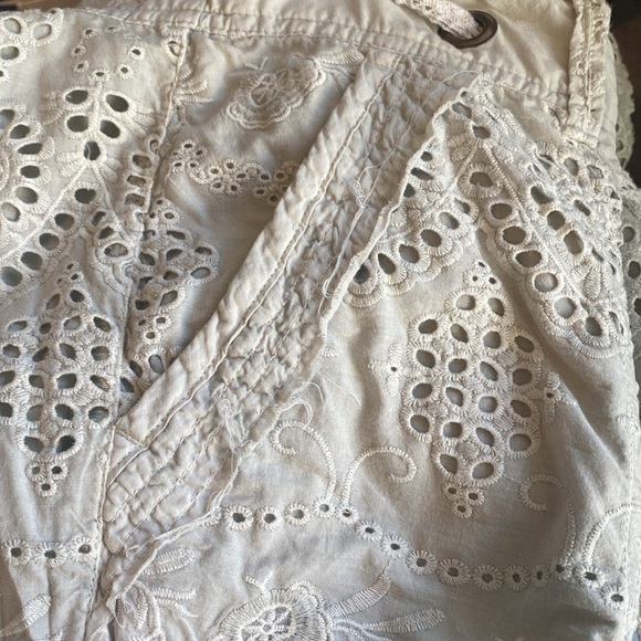 Sundance Everyday Eyelet Pants Womens 16 Jogger pant beige drawstrings Bohemian - Picture 7 of 15